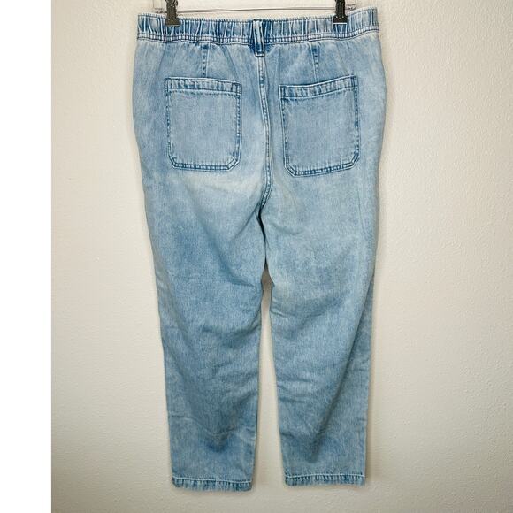 Gap Easy Jean Light Indigo Destructed Cinch Waist Cream Tie M - Picture 8 of 16